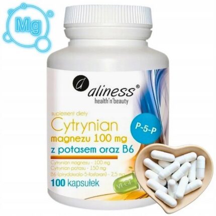 Aliness, Magnesium Potassium B6 (Magnesium Citrate 100 mg) 100 Capsules