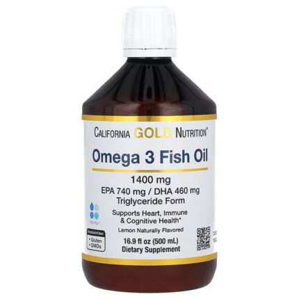 California Gold Nutrition Norwegian Omega-3 Fish Oil Lemon Flavor, 500 ml
