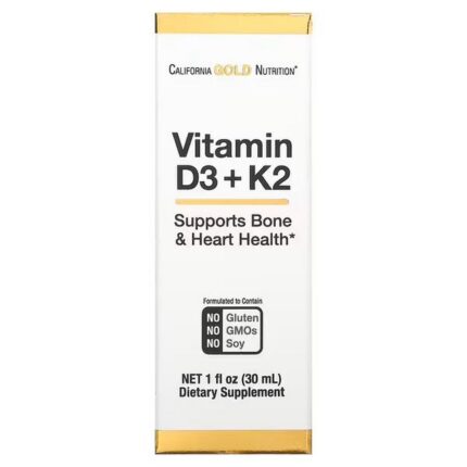 California Gold Nutrition Vitamin D3 + K2 25 mcg (1000 IU), 30 ml