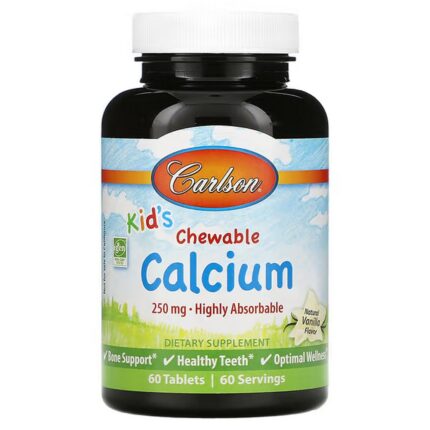 Carlson Kid’s Chewable Calcium Vanilla 250 mg, 60 Tablets