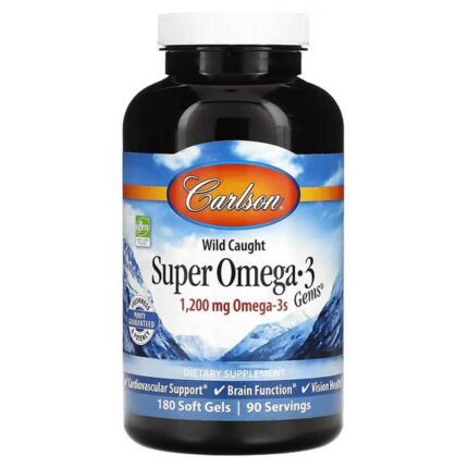 Carlson, Wild Caught Super Omega-3 Gems, 1200 mg, 180 Softgels