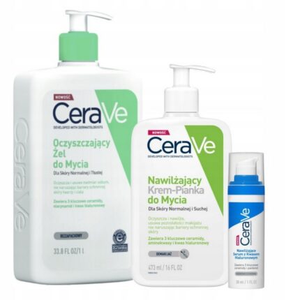 CeraVe Hyaluronic Acid Serum + Cream-Foam Cleanser Set