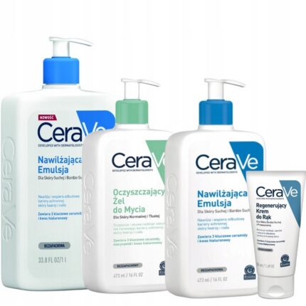 CeraVe Limited Set: Cleansing Gel 473ml, Emulsion 473ml, Hand Cream + Free