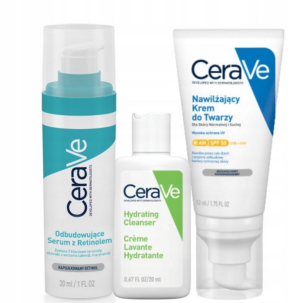 cerave moisturizing face cream spf 50 52ml serum with retinol 30ml CeraVe Face Cream SPF50 + Retinol Serum Set