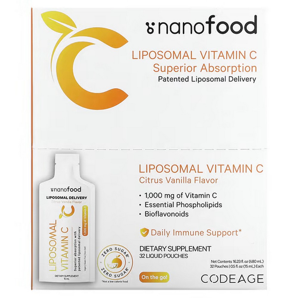 codeage liposomal vitamin c citrus vanilla 1000 mg 32 05 fl oz 15 ml packets Codeage Liposomal Vitamin C Citrus Vanilla 1000 mg 32 Sachets