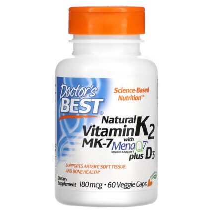 Doctor's Best Vitamin K2 MK-7 with MenaQ7 + D3 60 Veggie Capsules