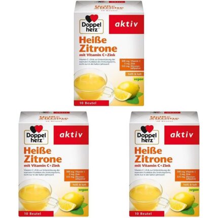 Doppelherz Hot Lemon + Vitamin C + Zinc Tea Bags 30 pcs (3 x 10)
