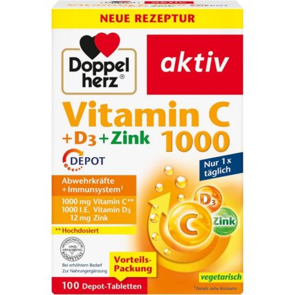 Doppelherz Vitamin C 1000 + D3 + Zinc Depot Tablets 100 pcs