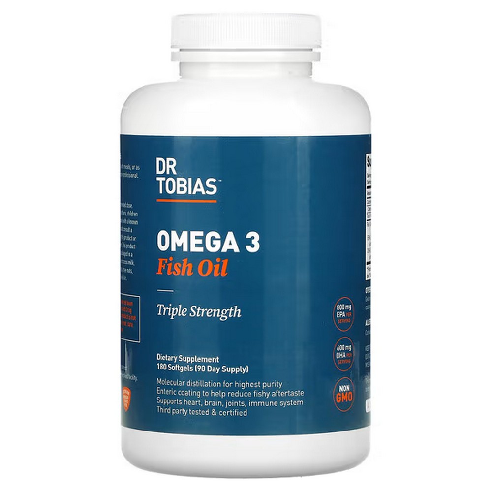 dr tobias omega 3 fish oil triple strength 180 softgels Dr. Tobias Omega-3 Fish Oil Triple Strength, 180 Softgels