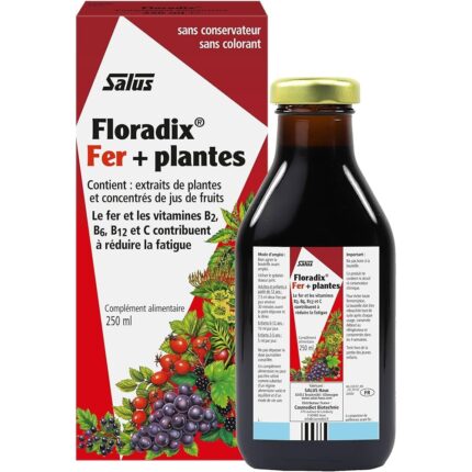 Floradix, Iron + Vitamins B2, B6, B12 & C, Metabolism Support, 250 ml