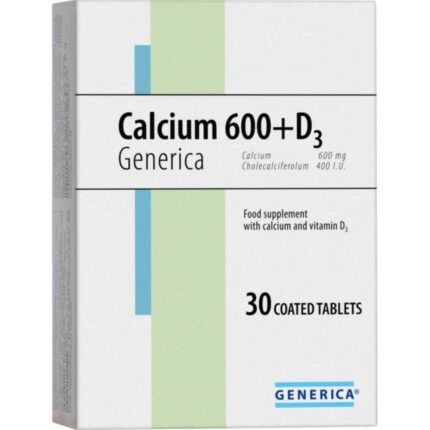 Generica Calcium 600mg + Vitamin D3 Tablets 30