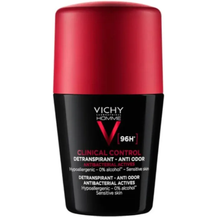 i vichy homme clinical control 96h antyperspirant dla mezczyzn przeciw nadmiernemu poceniu z antybakteryjnym skladnikiem aktywnym 50ml VICHY Homme 96h Deodorant roll-on 50 ml