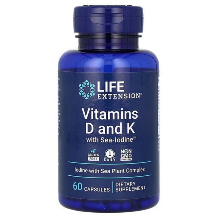 Life Extension Vitamin D & K with Sea Iodine, 60 Capsules