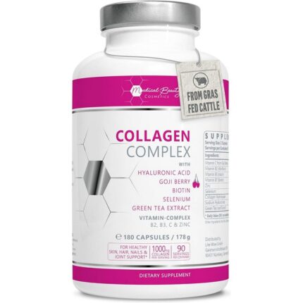 Medical Beauty Cosmetics Collagen from Pasture-Raised Cattle 1000 mg, 180 Capsules