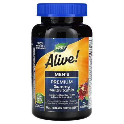 Nature’s Way Alive! Premium Gummy Multivitamin for Men Orange Grape Cherry, 75 Gummies
