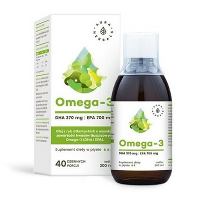 Aura Herbals Omega-3 370 DHA + 700 EPA Heart Brain Vision, 200 ml