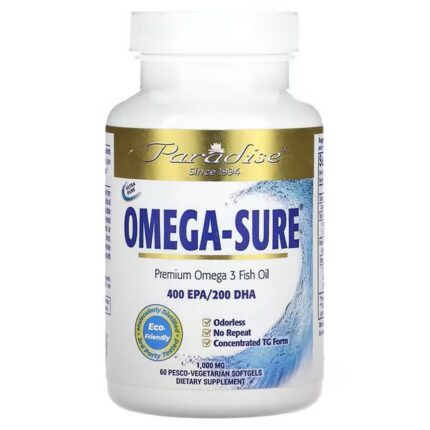 Paradise Herbs Omega Sure Premium Fish Oil 1000 mg, 60 Softgels