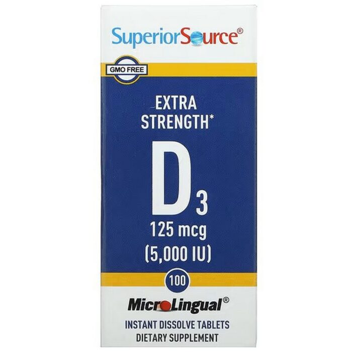Superior Source Extra Strength Vitamin D3 125 mcg (5000 IU), 100 MicroLingual Tablets