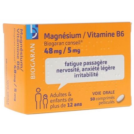 Vitamin B6 Biogaran Vitality Magnesium, 50 Tablets