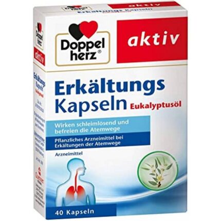 DOPPELHERZ Erkältungs kapseln Eukalyptusöl,DOUBLE HERZ cold capsules eucalyptus oil, 40 pcs