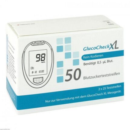 GlucoCheck XL Blood Glucose Test Strips 50 pcs