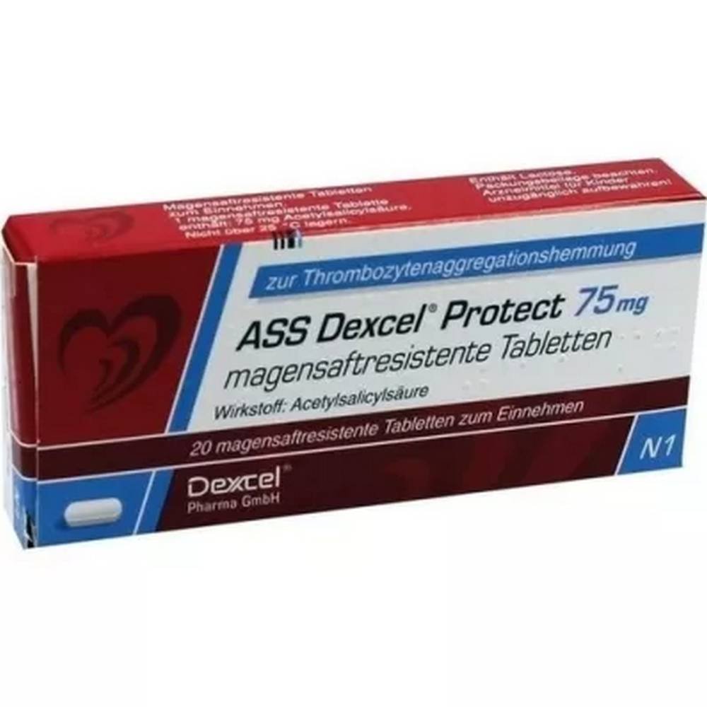 ass dexcel protect 75 mg gastrointestinal tablets 20 pcs ASS Dexcel Protect 75 mg Tablets 20 pcs