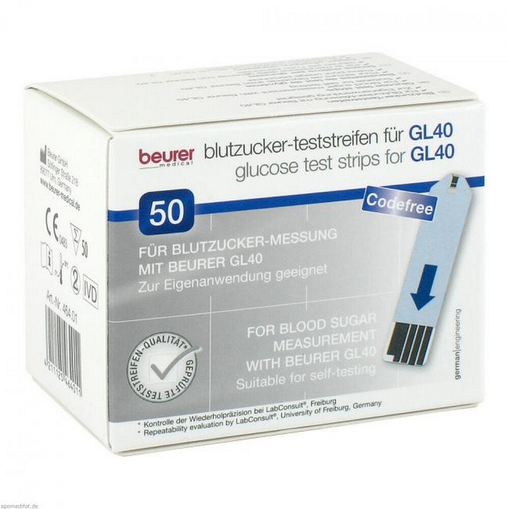 beurer gl40 blood glucose test strip 50 pcs Beurer GL40 Blood Glucose Test Strips 50 pcs