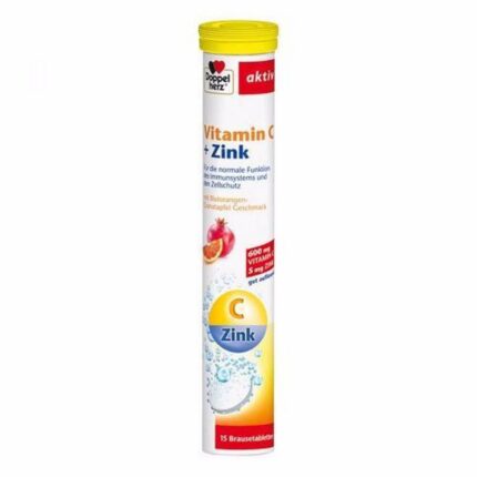 DOUBLE HERZ vitamin C + zinc effervescent tablets, 15 pcs