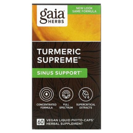 Gaia Herbs Turmeric Supreme Sinus Support 60 Vegan Liquid Phyto-Caps