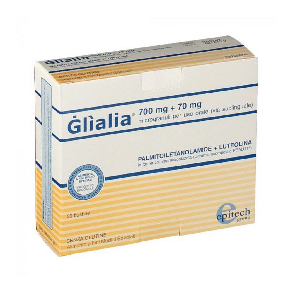 glialia 700mg 70mg alimento per i disturbi neuroinfiammatori 20 bustine glialia Glìalia 700 mg + 70 mg — Food for Neuroinflammatory Disorders, 20 Sachets — Glìalia