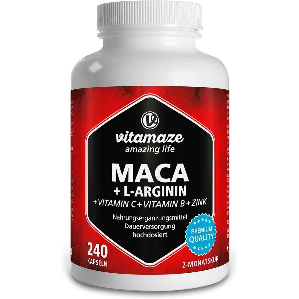 maca capsules high dose 4000 mg l arginine 1800 mg vitamins zinc 240 capsules Maca Capsules High Dose 4000 mg + L-Arginine 1800 mg + Vitamins + Zinc – 240 caps