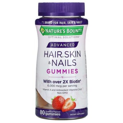 Nature’s Bounty Advanced Hair, Skin & Nails – Strawberry Gummies, 80 Gummies