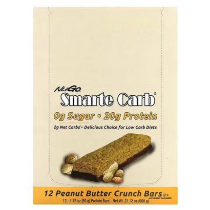 NuGo Nutrition Smarte Carb Bar Peanut Butter Crunch – 12 Bars