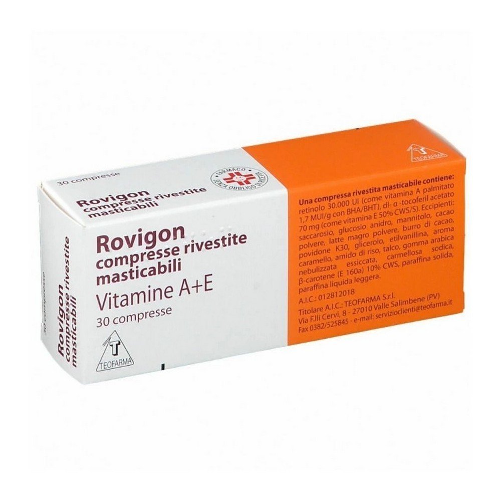 rovigon carenza vitamine a e 30 compresse rivestite masticabili rovigon Rovigon Vitamin A + E Deficiency Chewable Tablets, 30 pcs — Rovigon