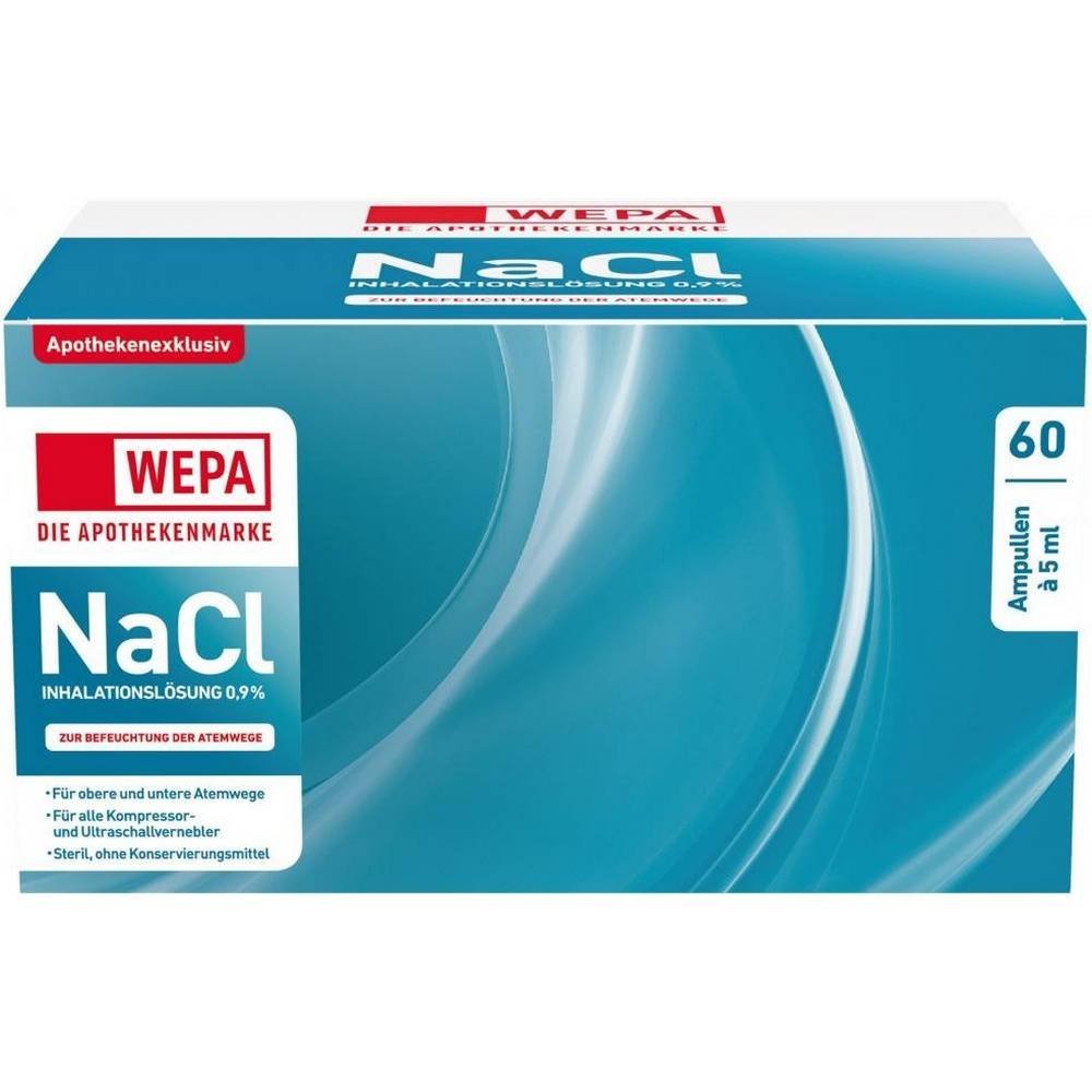 wepa nacl inhalationslosung 09 300ml 60x 5mlwepa nacl inhalation solution 09 Wepa NaCl Inhalationslösung 0.9% — 300 ml (60×5 ml) (Wepa NaCl inhalation solution 0.9%)