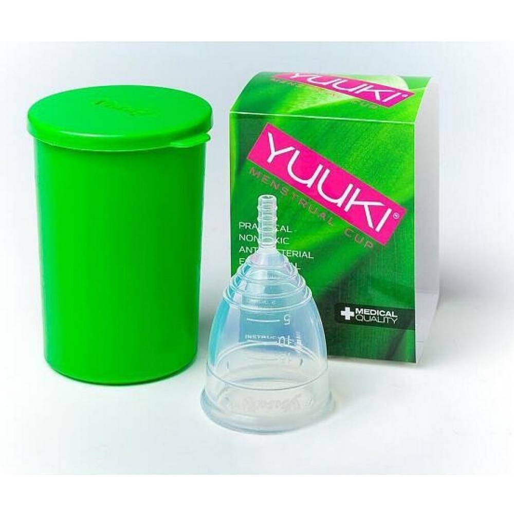 yuuki soft menstrual cup large clear sterilization cup 1 pc Yuuki Soft Menstruationstasse Large Transparent + Sterilisationsbecher